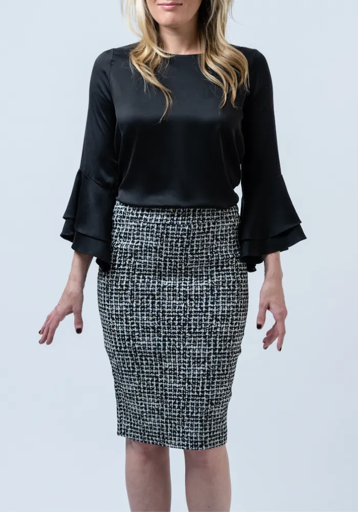 Naomi Silk Double Ruffle Long Sleeve Blouse