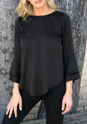 Naomi Silk Double Ruffle Long Sleeve Blouse