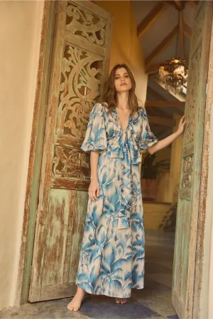 NATIVA AZUL WRAP MIDI DRESS NATIVA AZUL WRAP MIDI DRESS