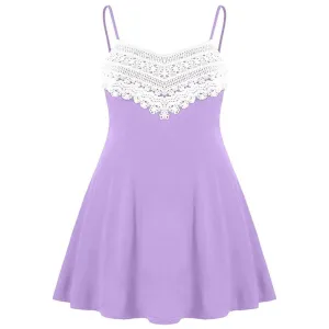 New Crochet Lace Contrast Adjustable Slip Dress