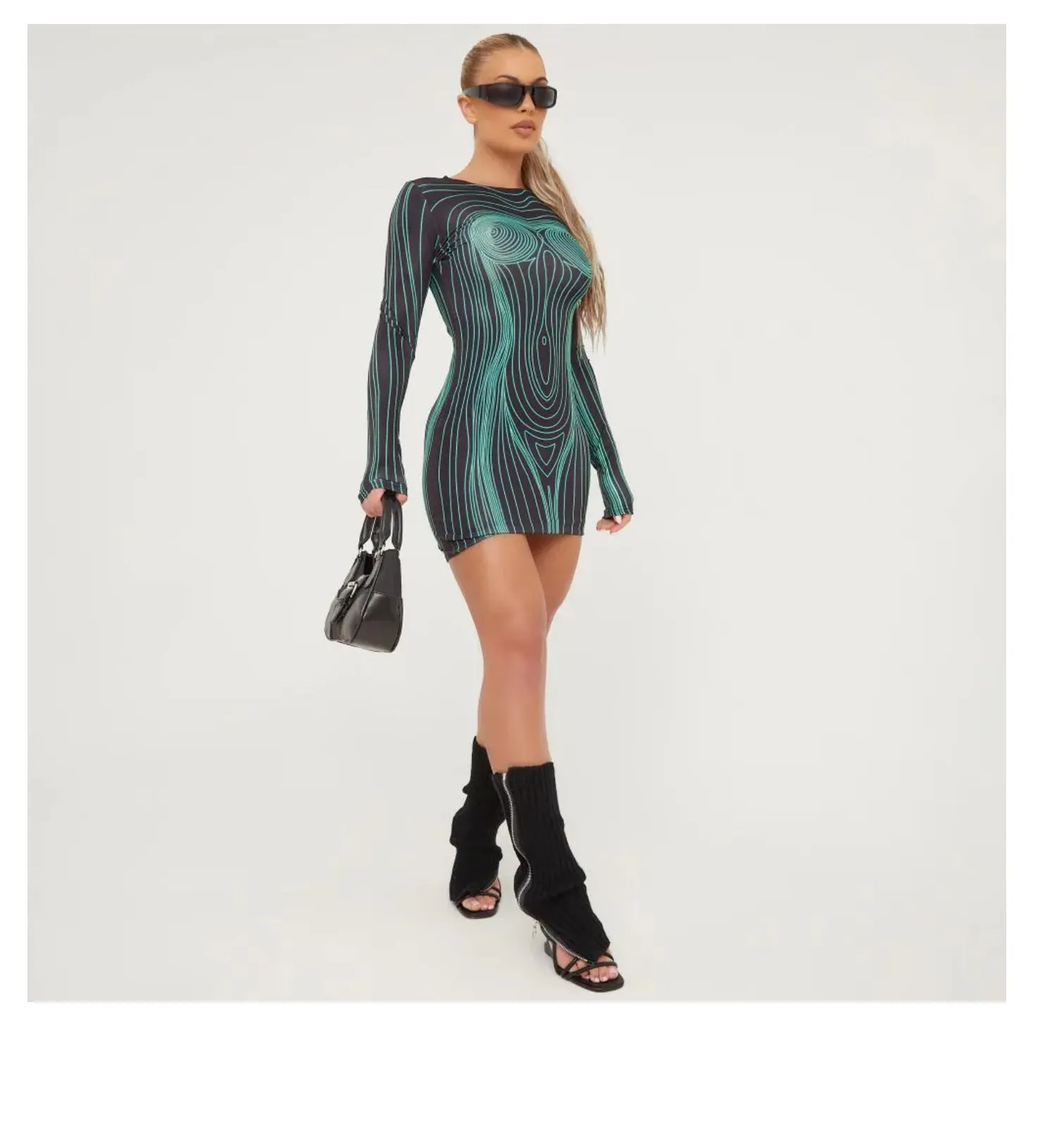 New Streetwear Fashion Printed Long Sleeve Dress