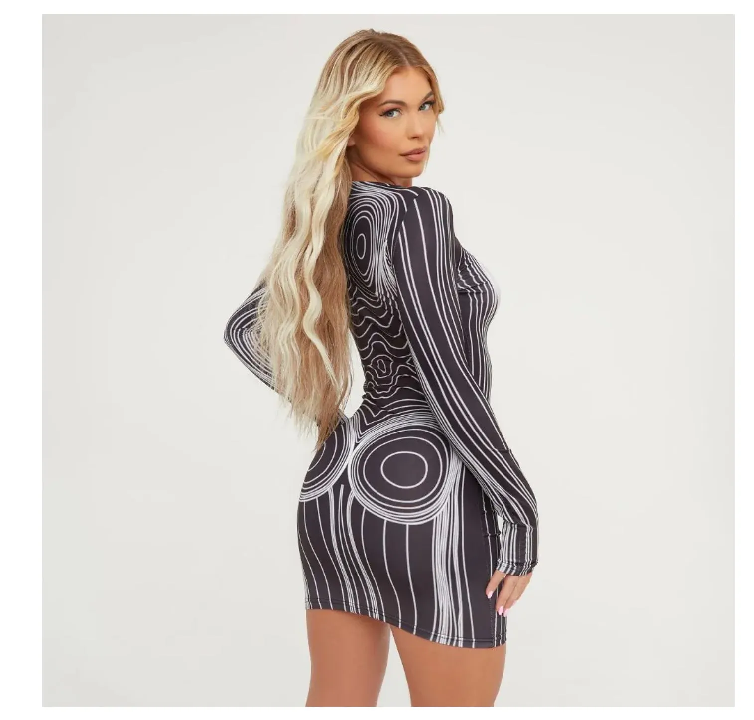 New Streetwear Fashion Printed Long Sleeve Dress