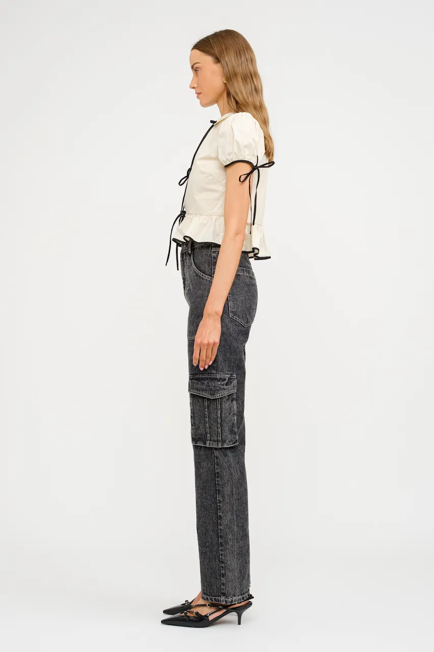 Nicolette Front Tie Poplin Top