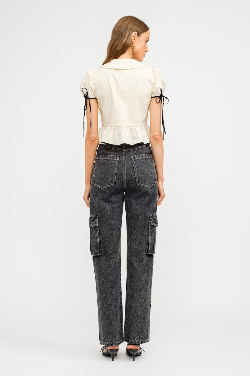 Nicolette Front Tie Poplin Top