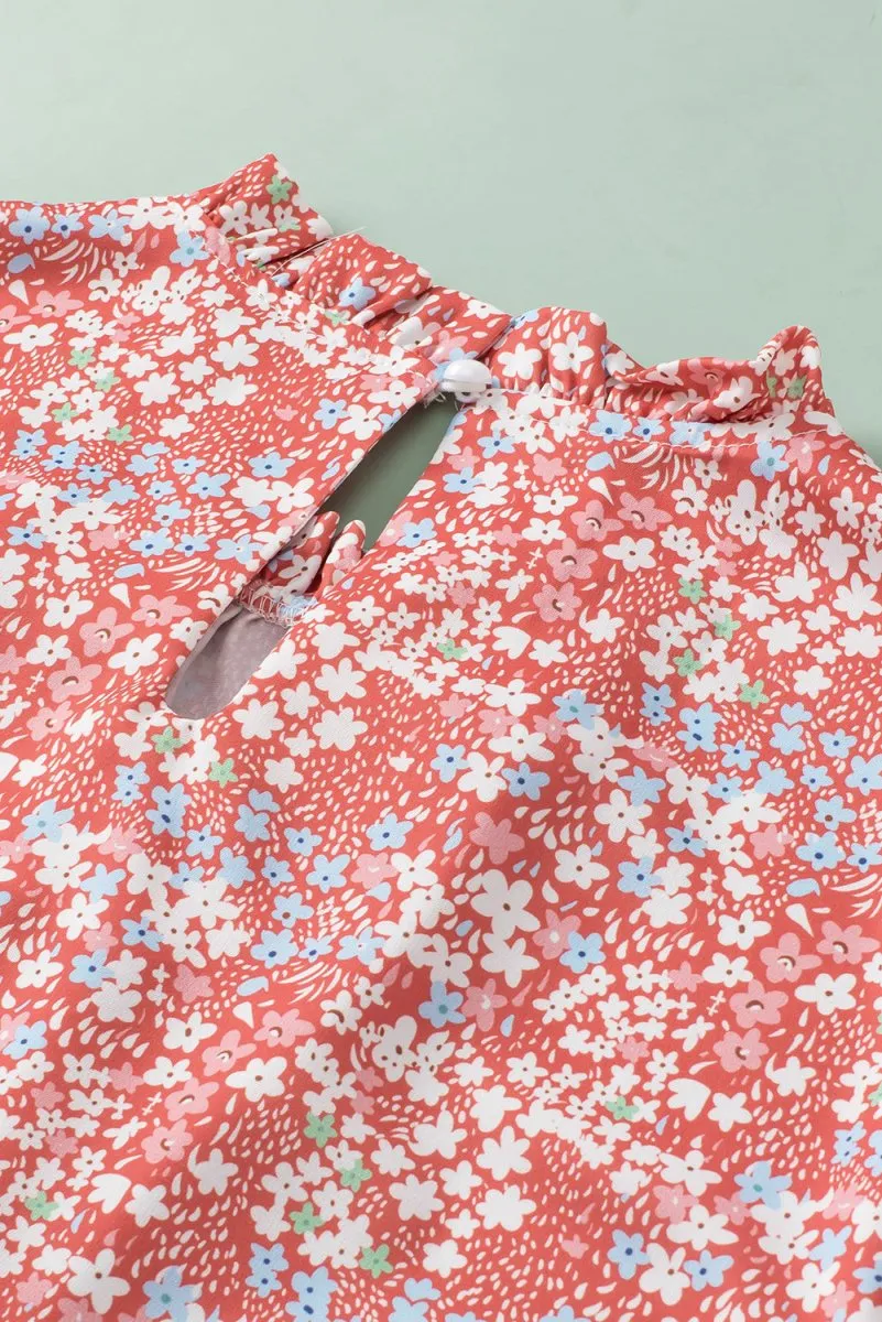 Nina Ruffled Pale Pink Plus Size Floral Blouse