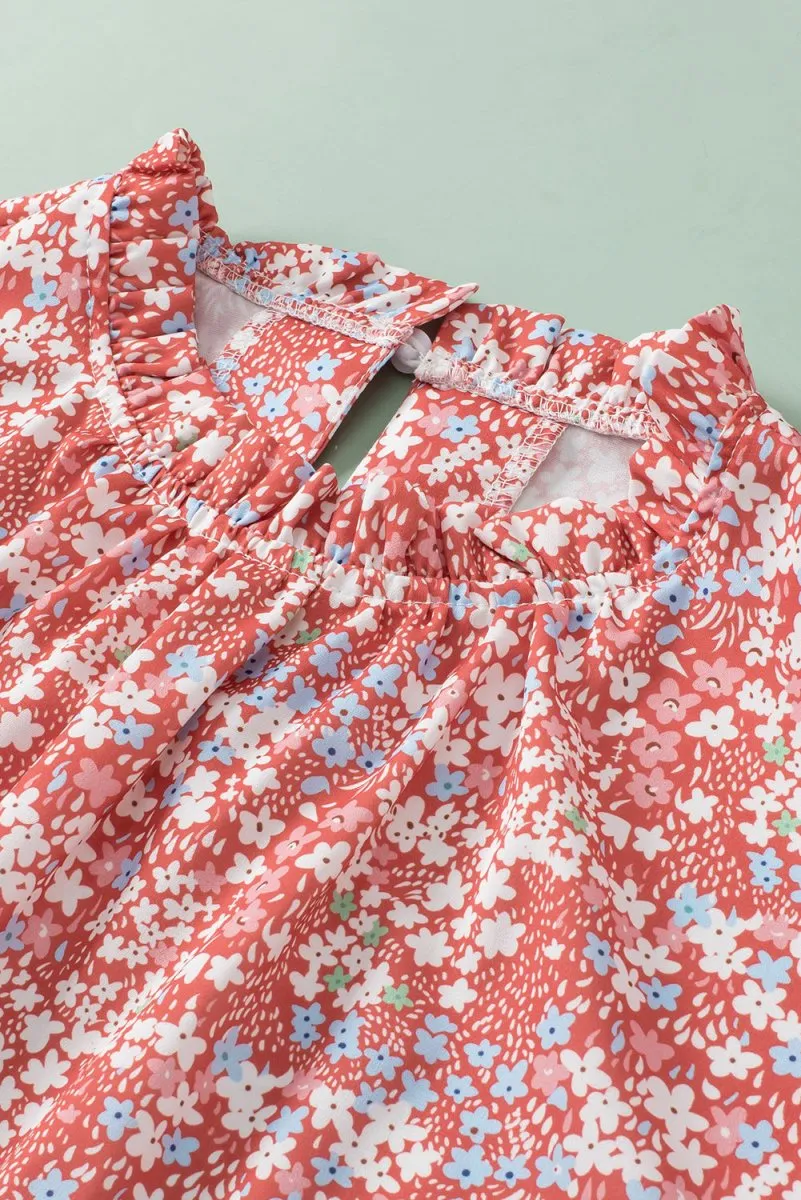 Nina Ruffled Pale Pink Plus Size Floral Blouse