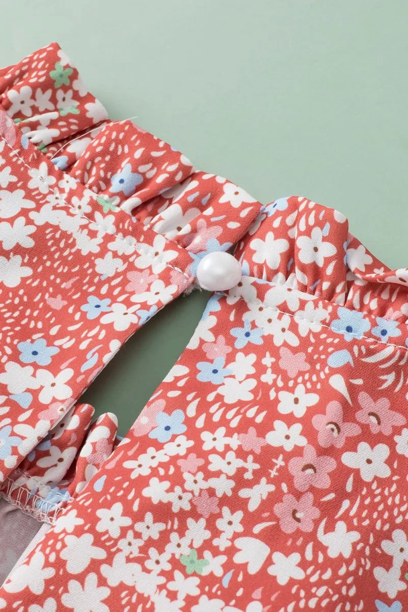 Nina Ruffled Pale Pink Plus Size Floral Blouse