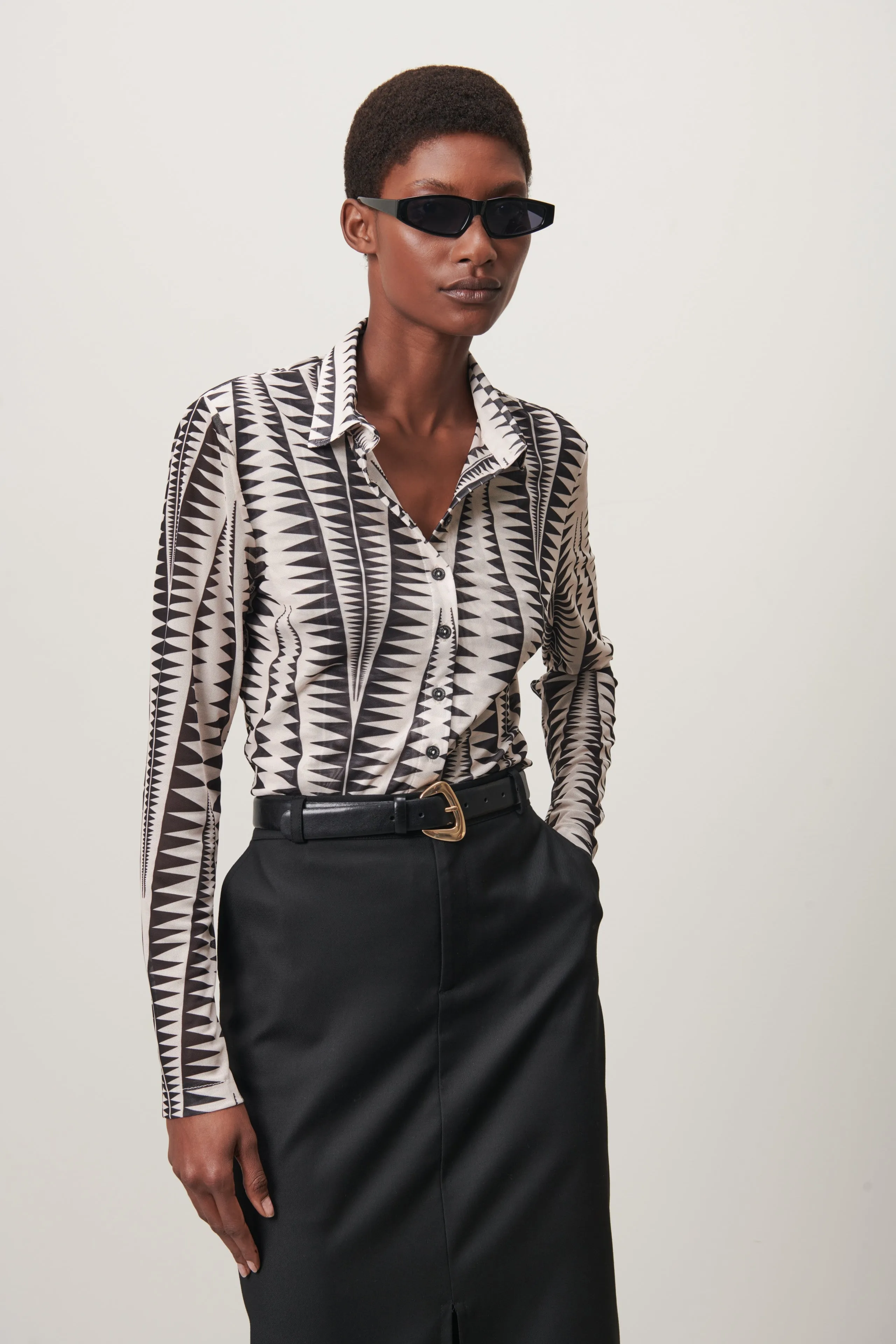 Noel LS Blouse | White Black
