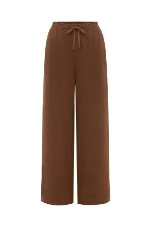 Olga Joan Hemp Drawstring Jersey Pant Umber