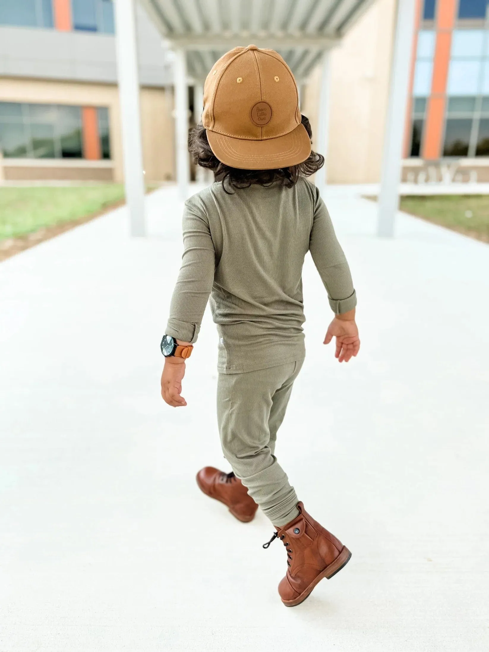 Olive Small Ribbed Two-Piece Set