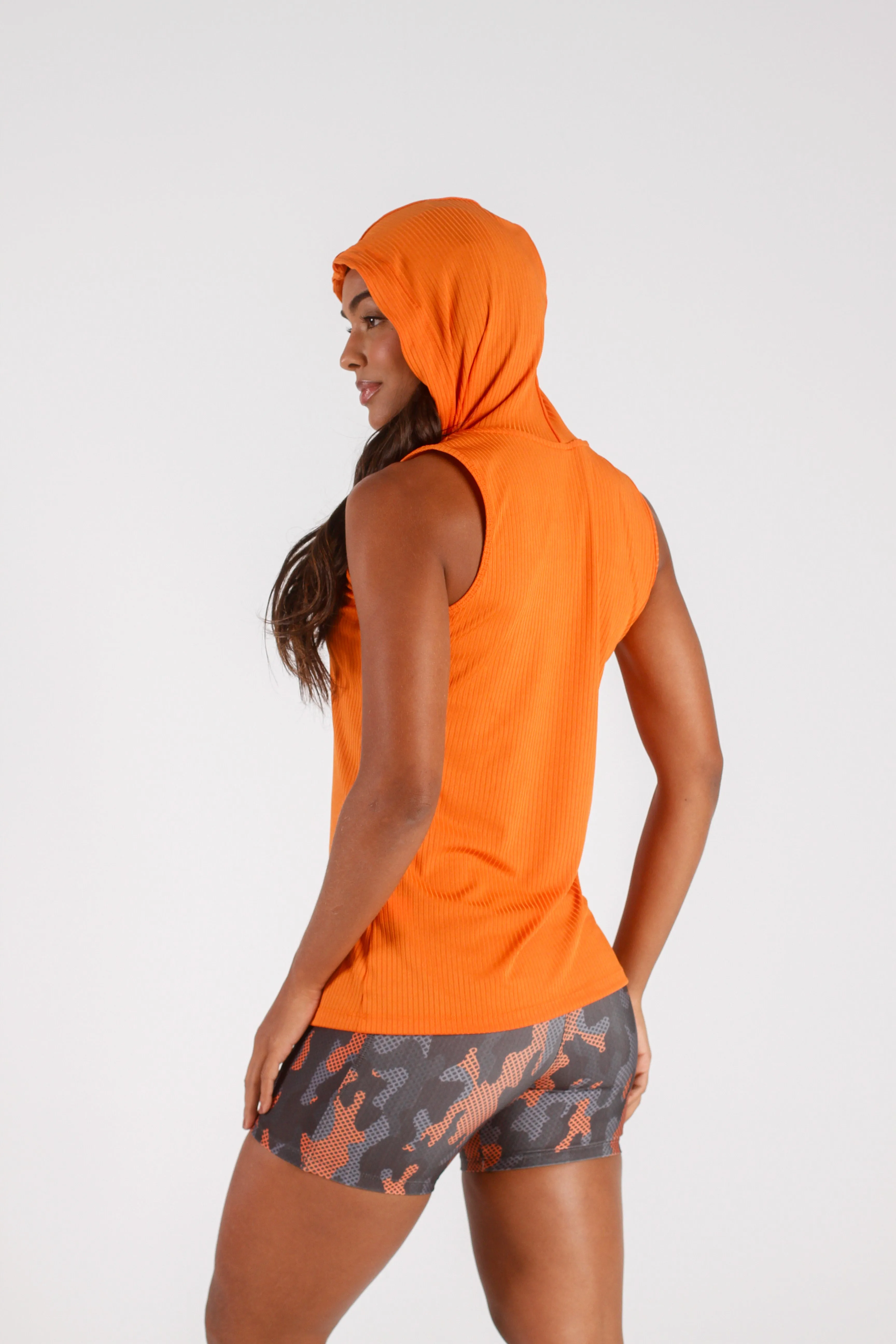 Orange Ribbed Hoodie