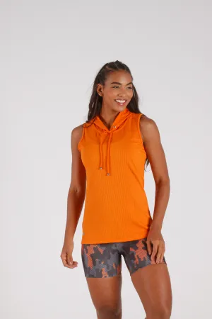 Orange Ribbed Hoodie