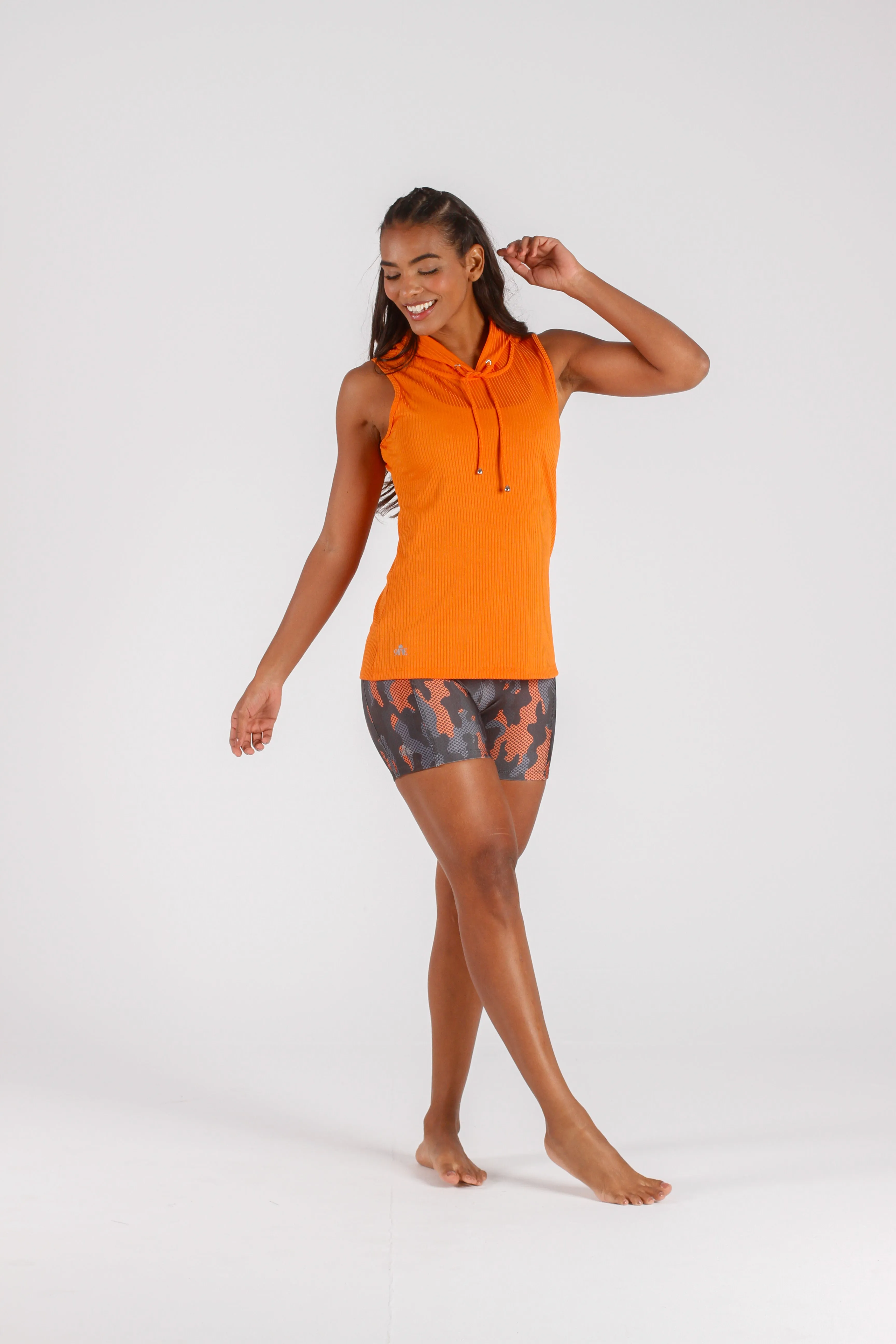 Orange Ribbed Hoodie