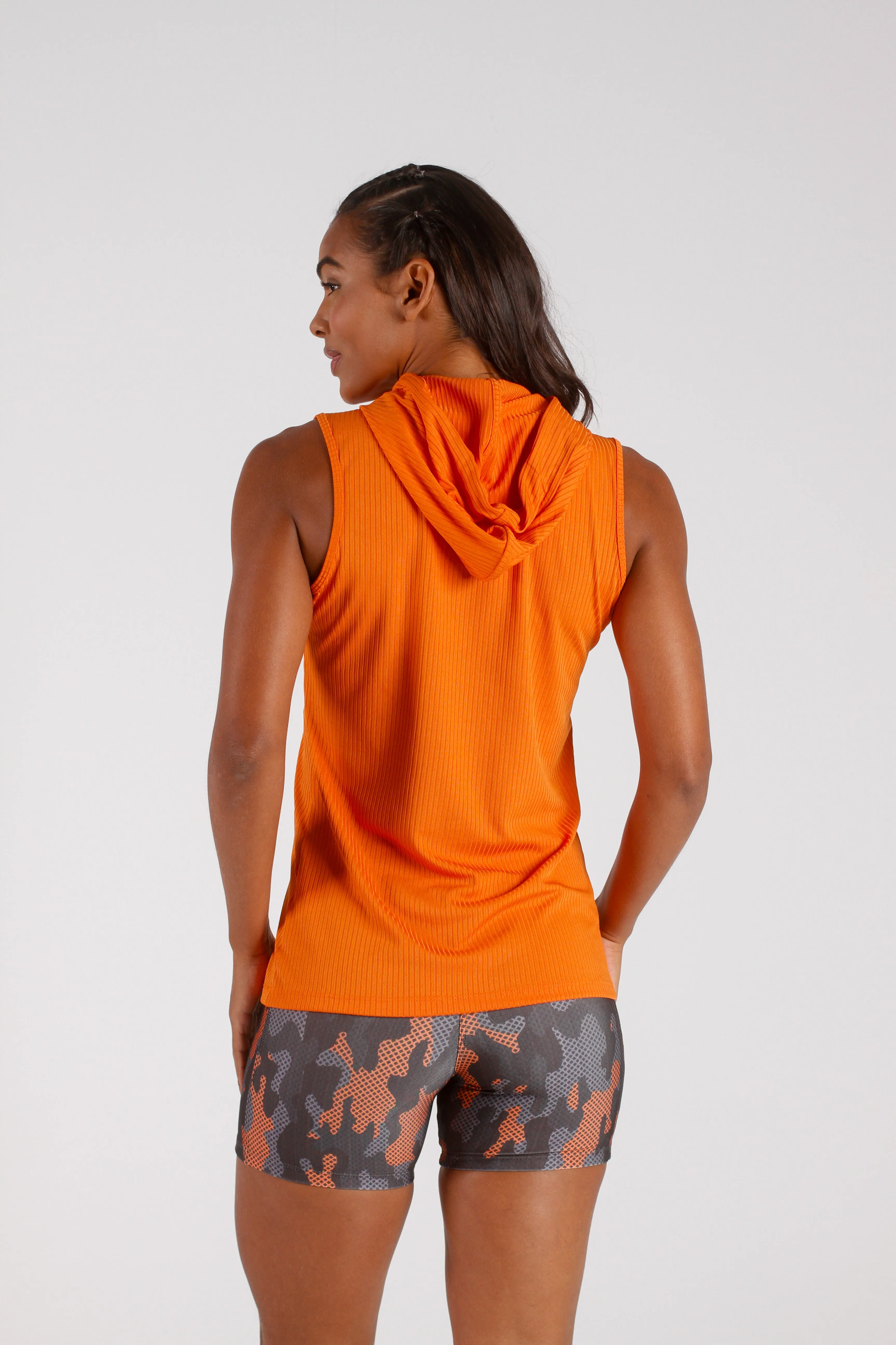 Orange Ribbed Hoodie