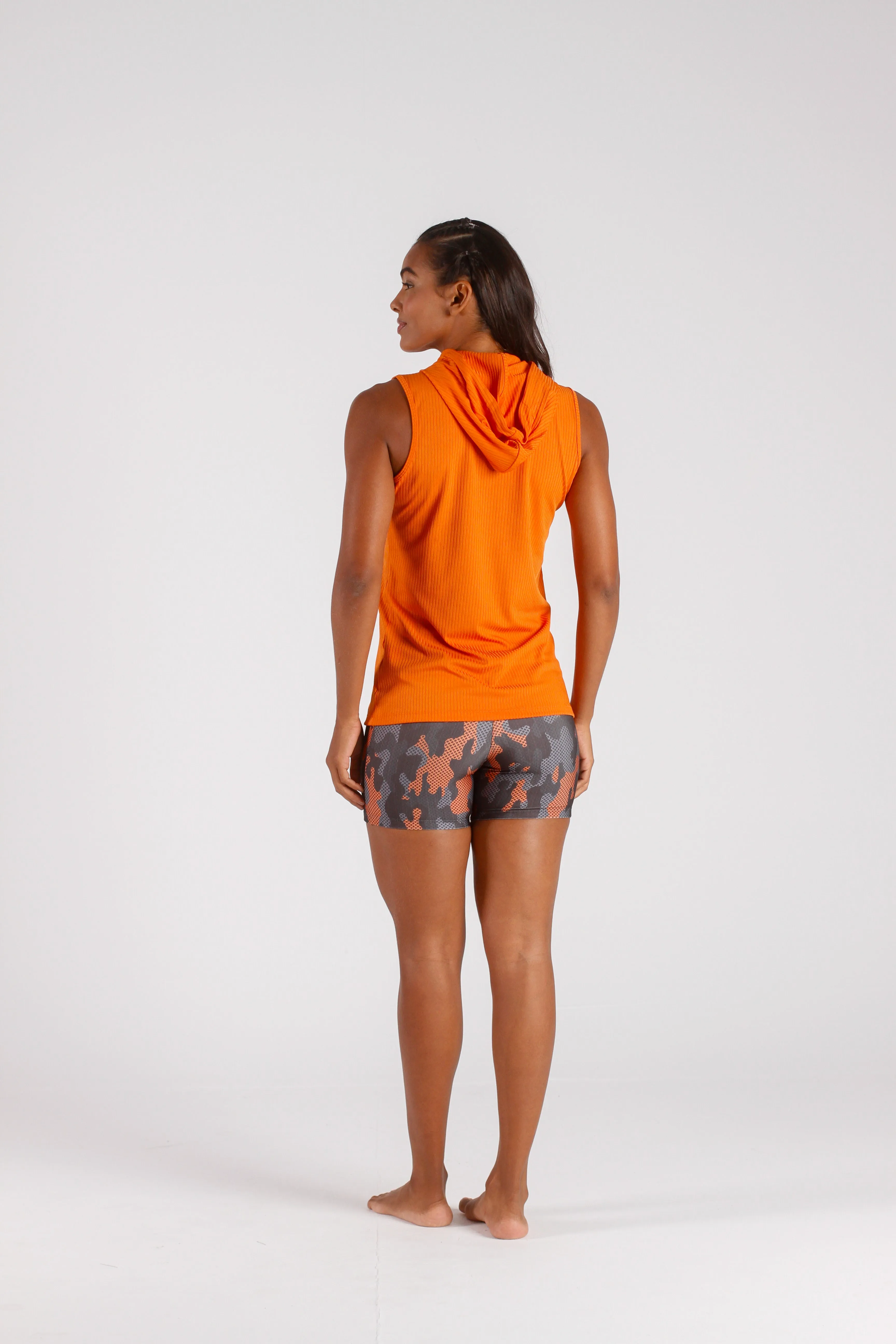Orange Ribbed Hoodie