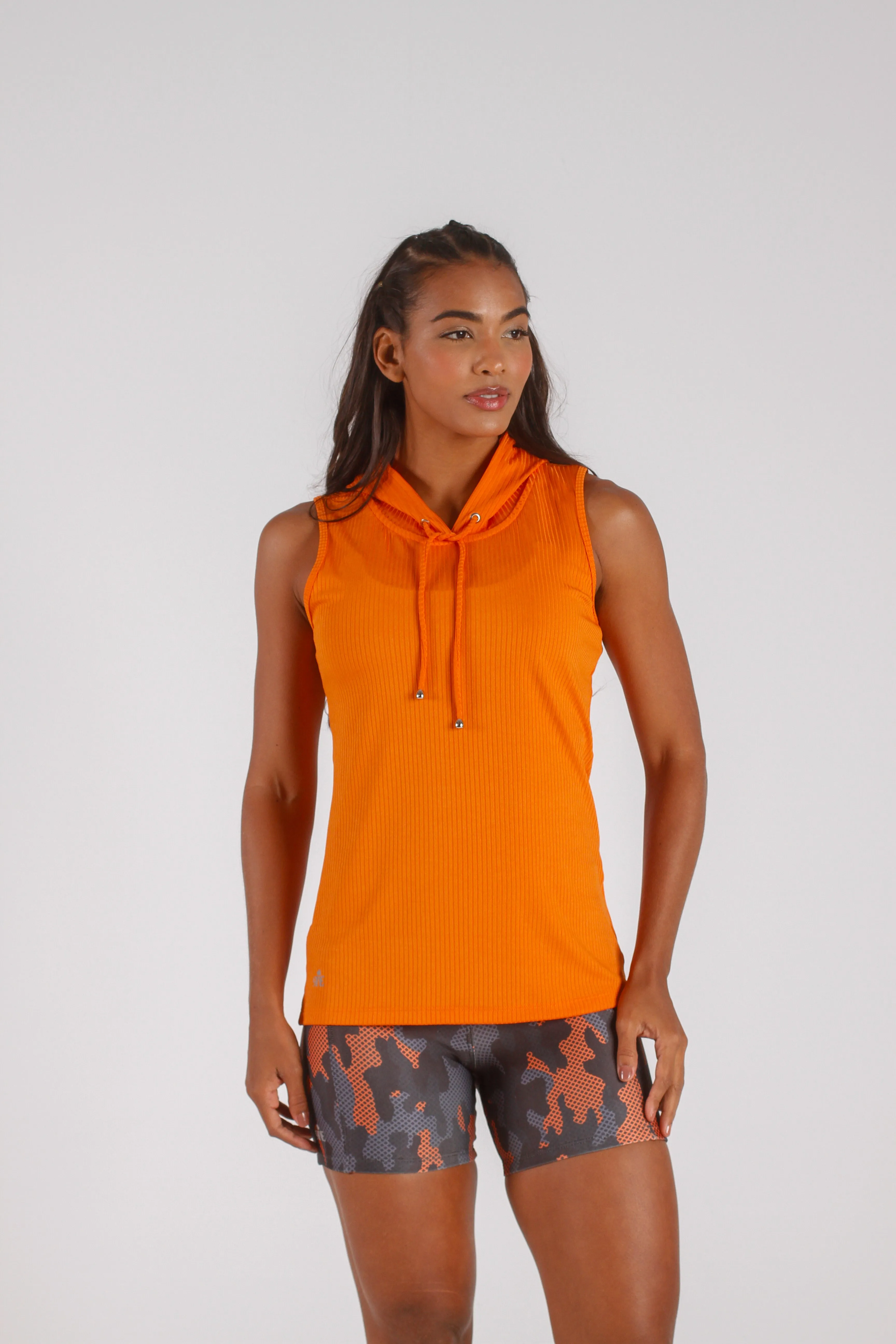 Orange Ribbed Hoodie
