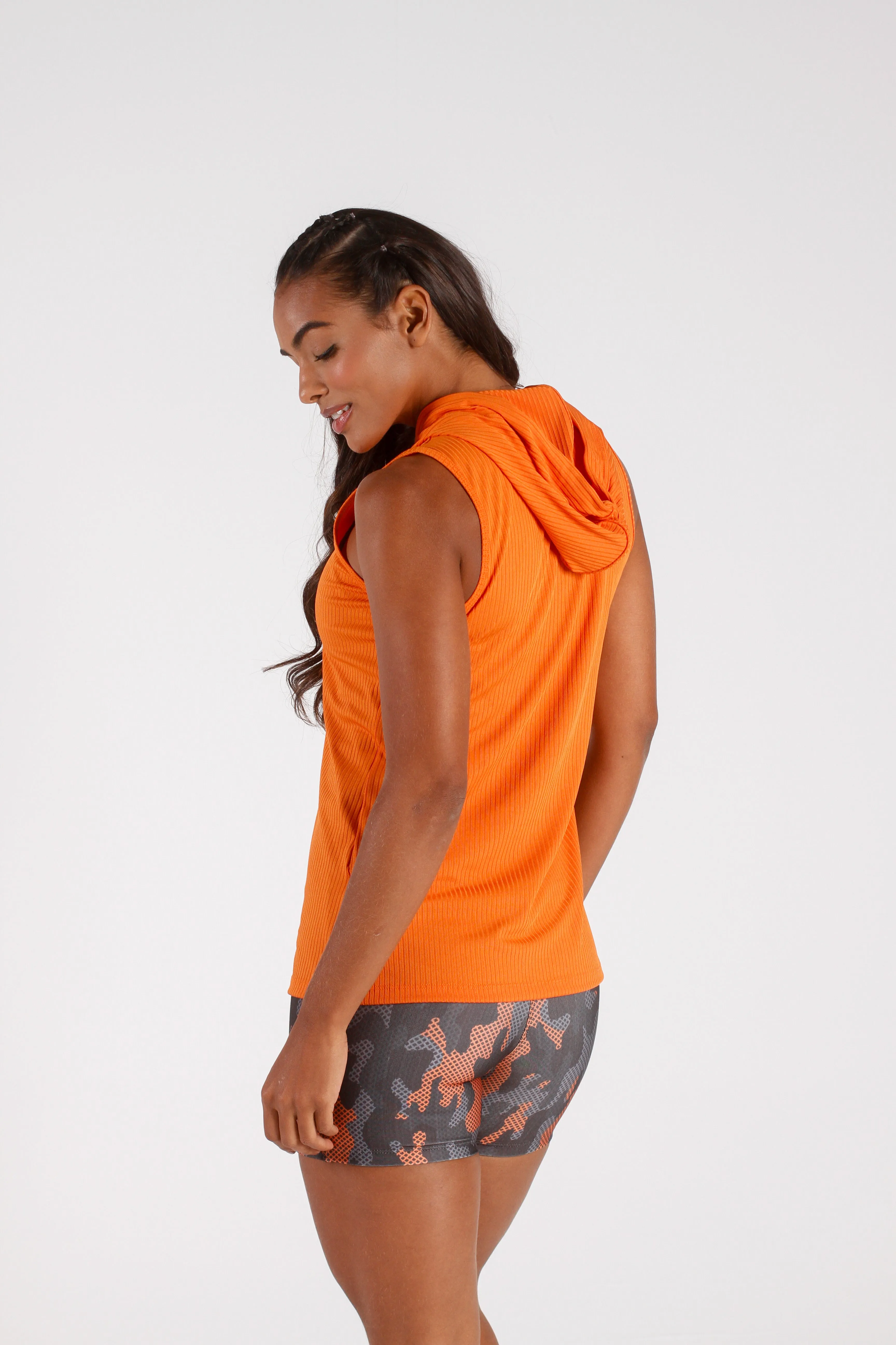 Orange Ribbed Hoodie