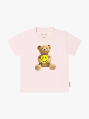 Palm Angels Baby Girls Smiley Bear T-Shirt in Pink
