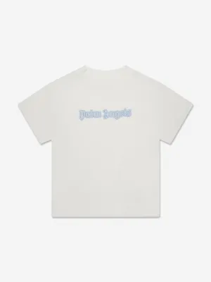 Palm Angels Boys Neon Logo T-Shirt in White