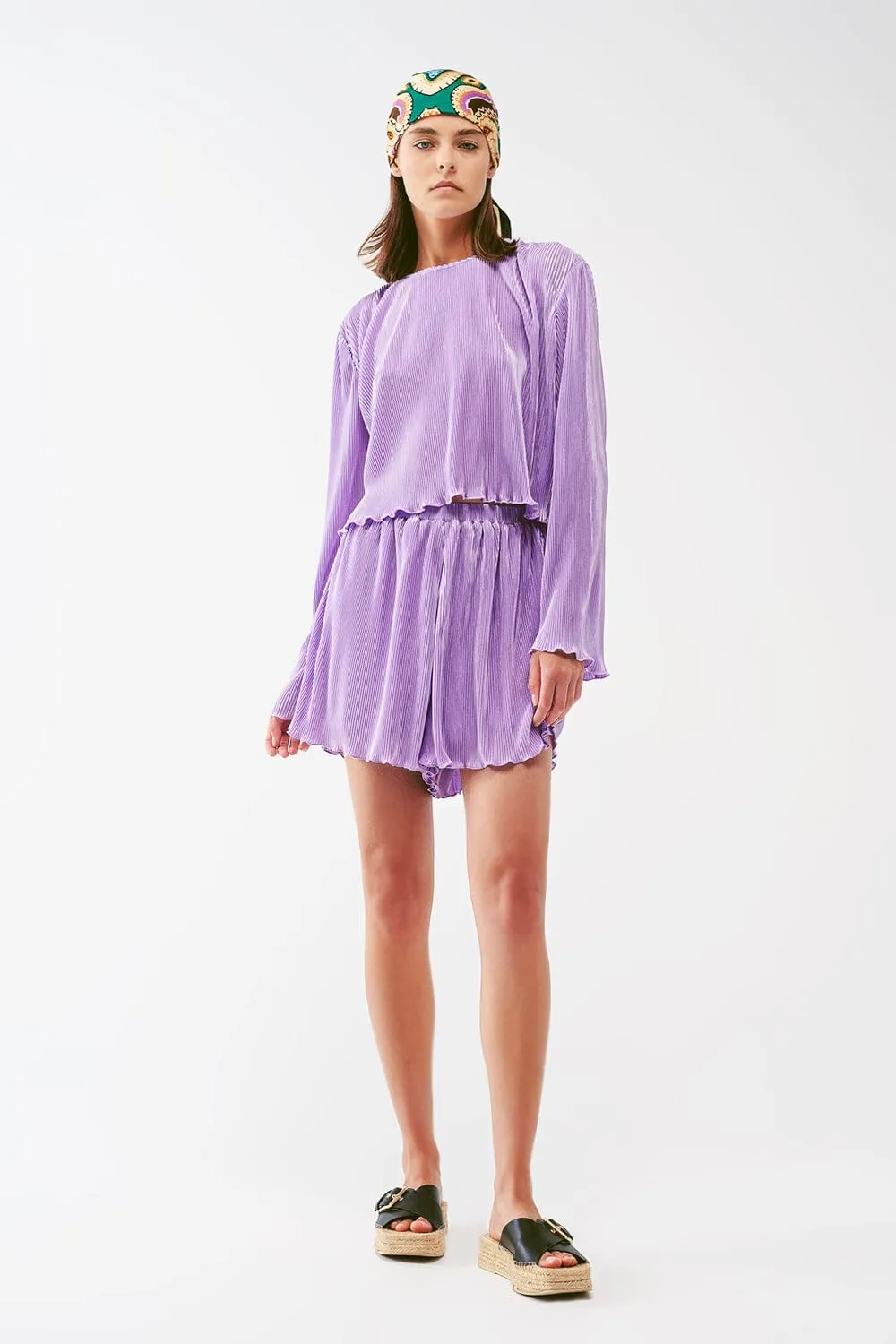 Pleated Short In Lilac