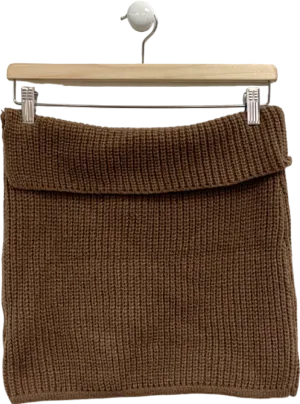 Pretty Little Thing Brown Chunky Knit Fold Over Mini Skirt M