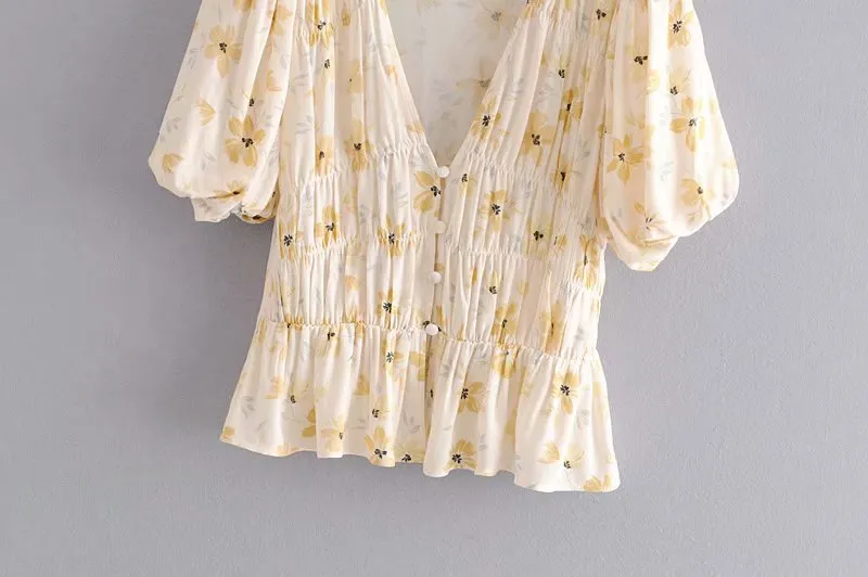 PUFF SLEEVES FLORAL TOP