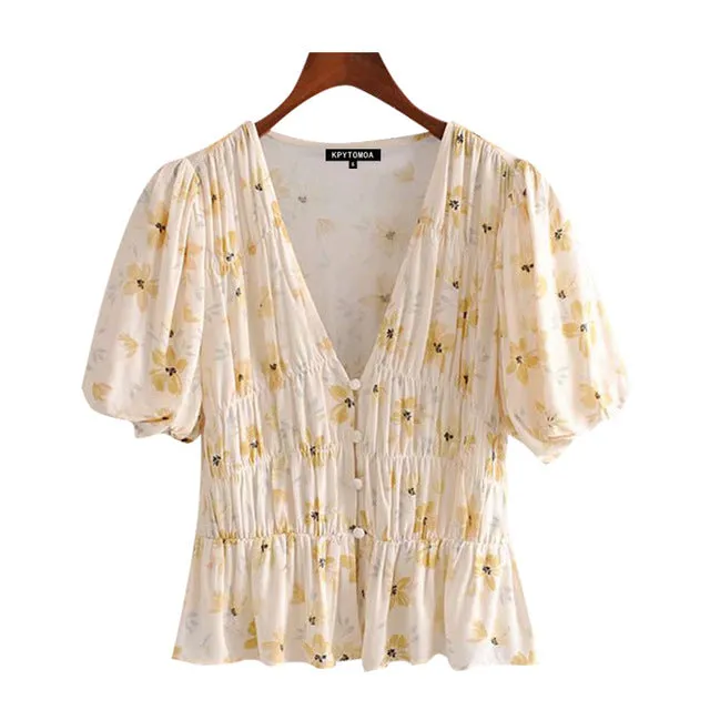 PUFF SLEEVES FLORAL TOP