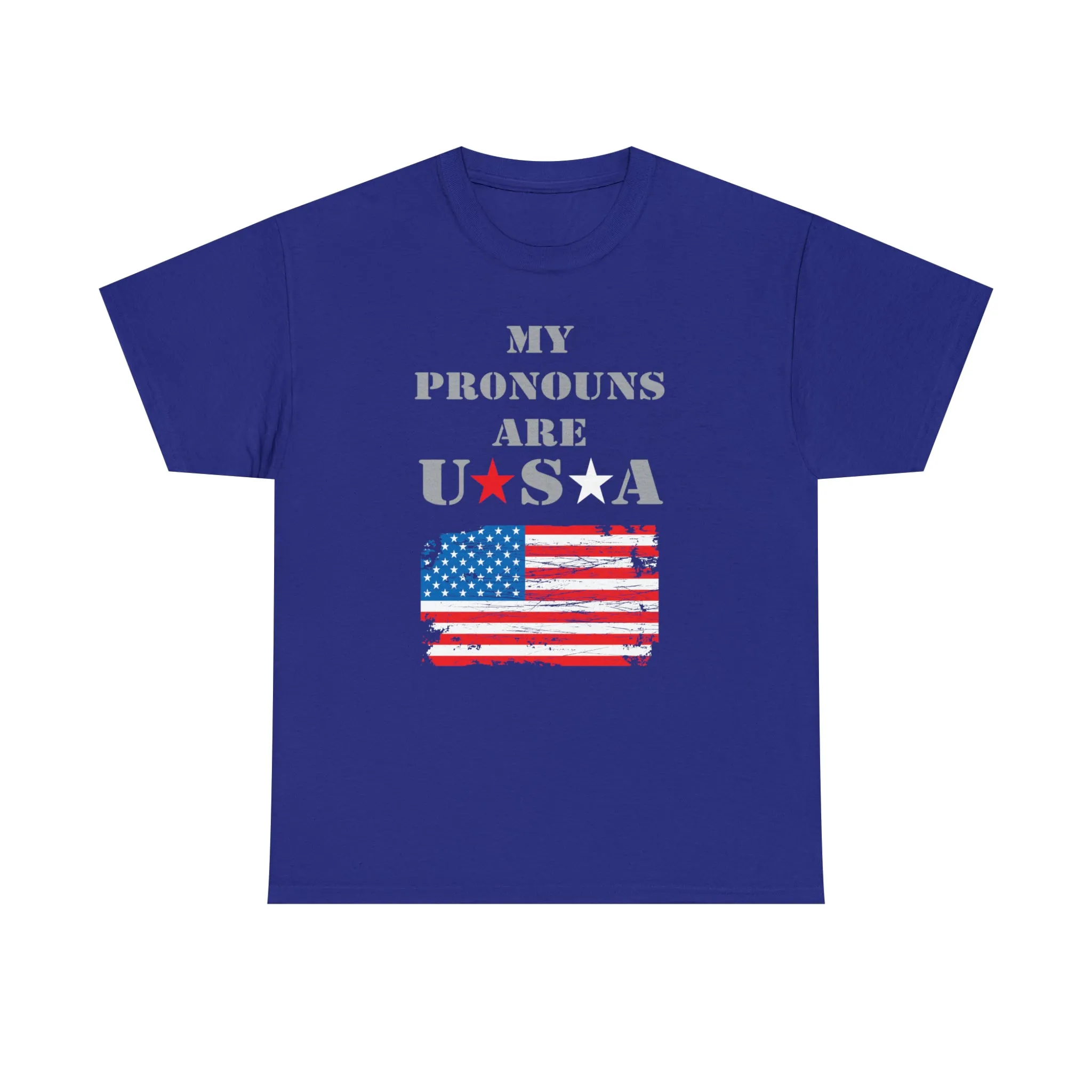 "My Pronouns are USA" in a super comfy heavy cotton t-shirt