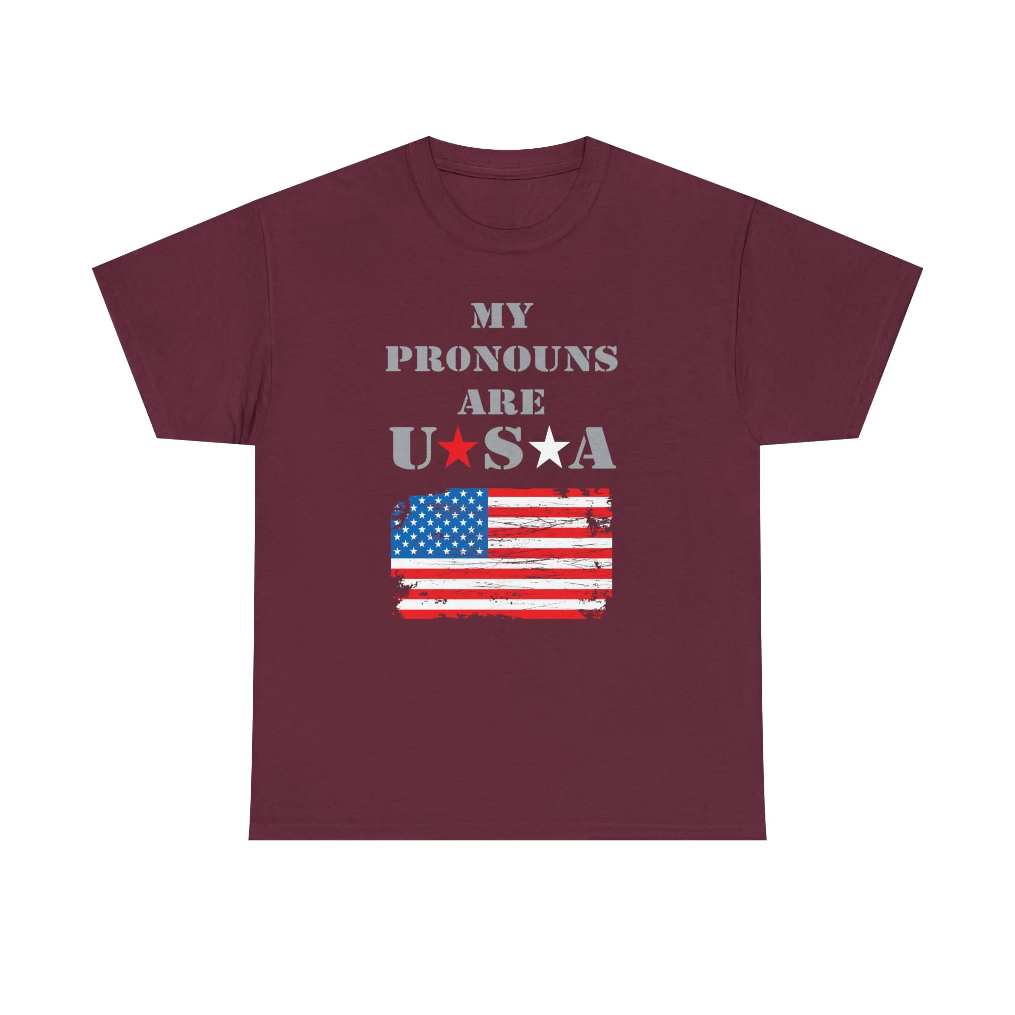 "My Pronouns are USA" in a super comfy heavy cotton t-shirt