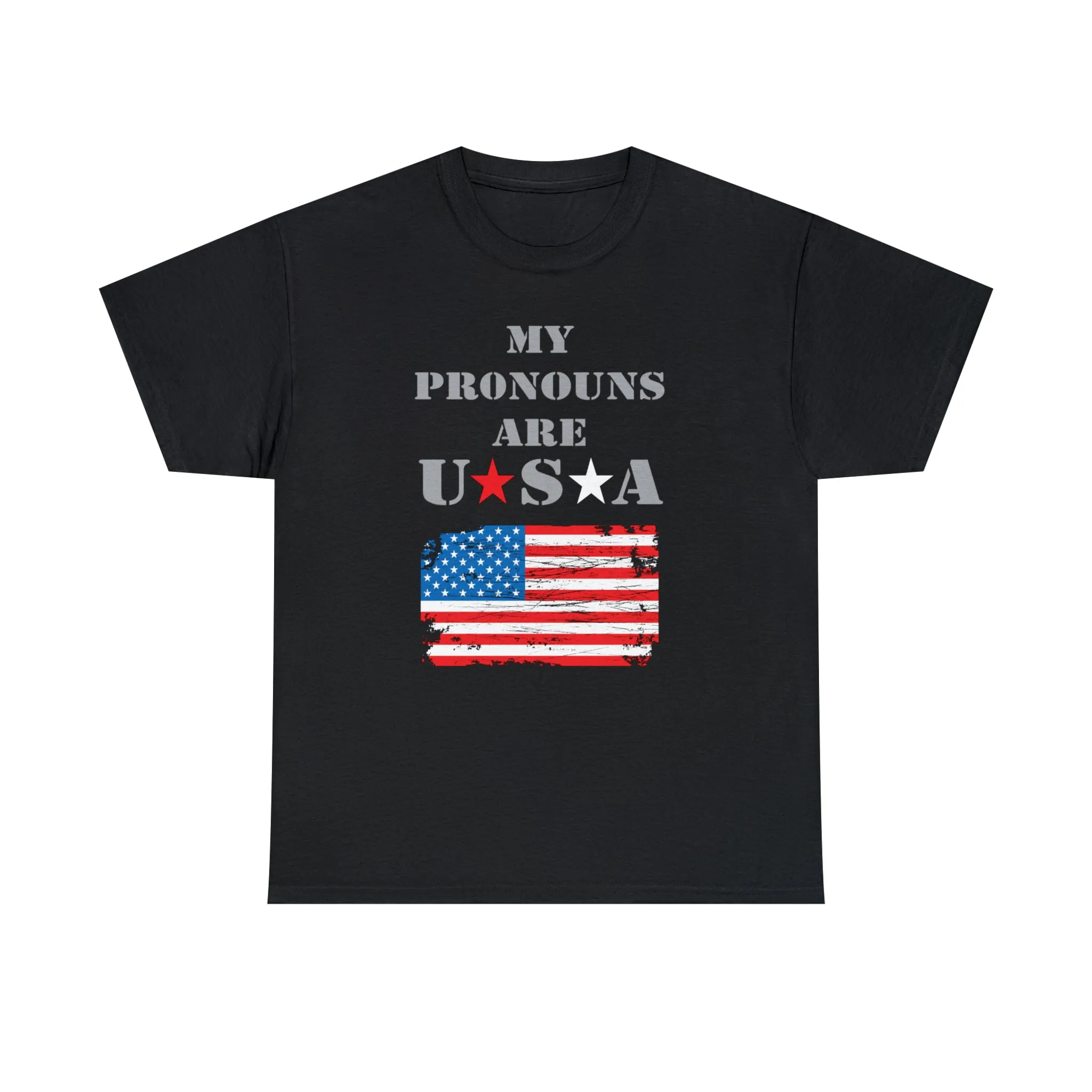 "My Pronouns are USA" in a super comfy heavy cotton t-shirt