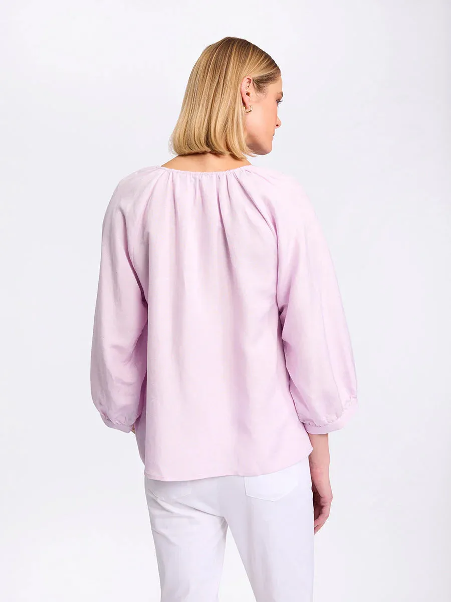 Raglan Sleeve Peasant Top in Pink Salt YTMS54666 by Marco Polo