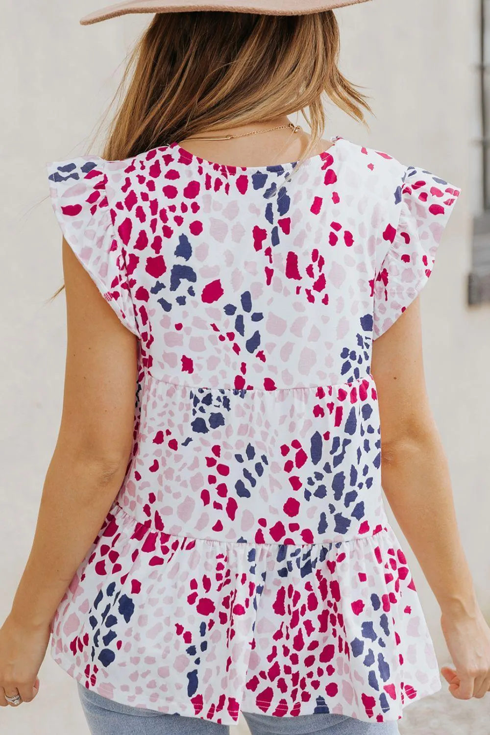 Raw Beauty V Neck Babydoll Cap Sleeve Blouse