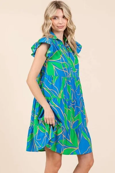 Ruffle Sleeve Tiered Mini Dress