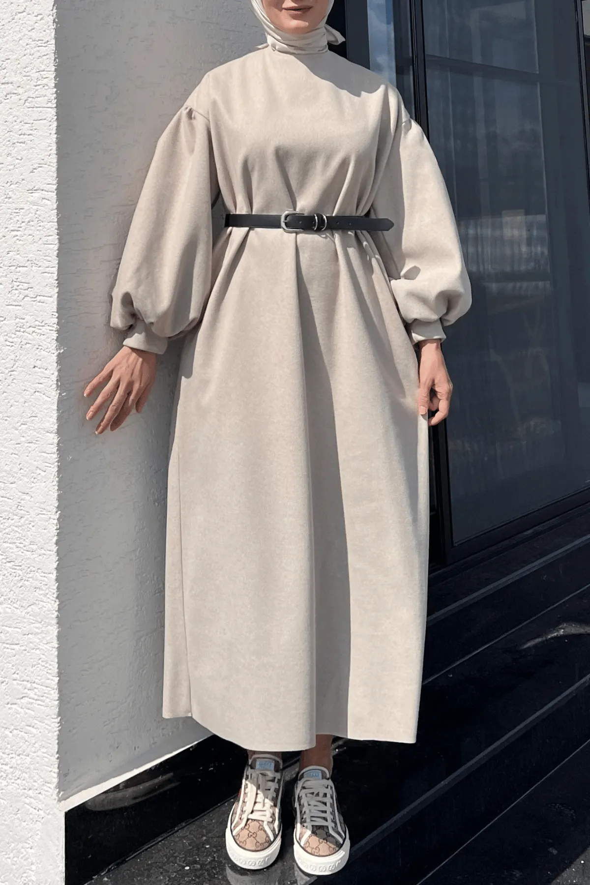 Ruffled Wool Pinafore Dress