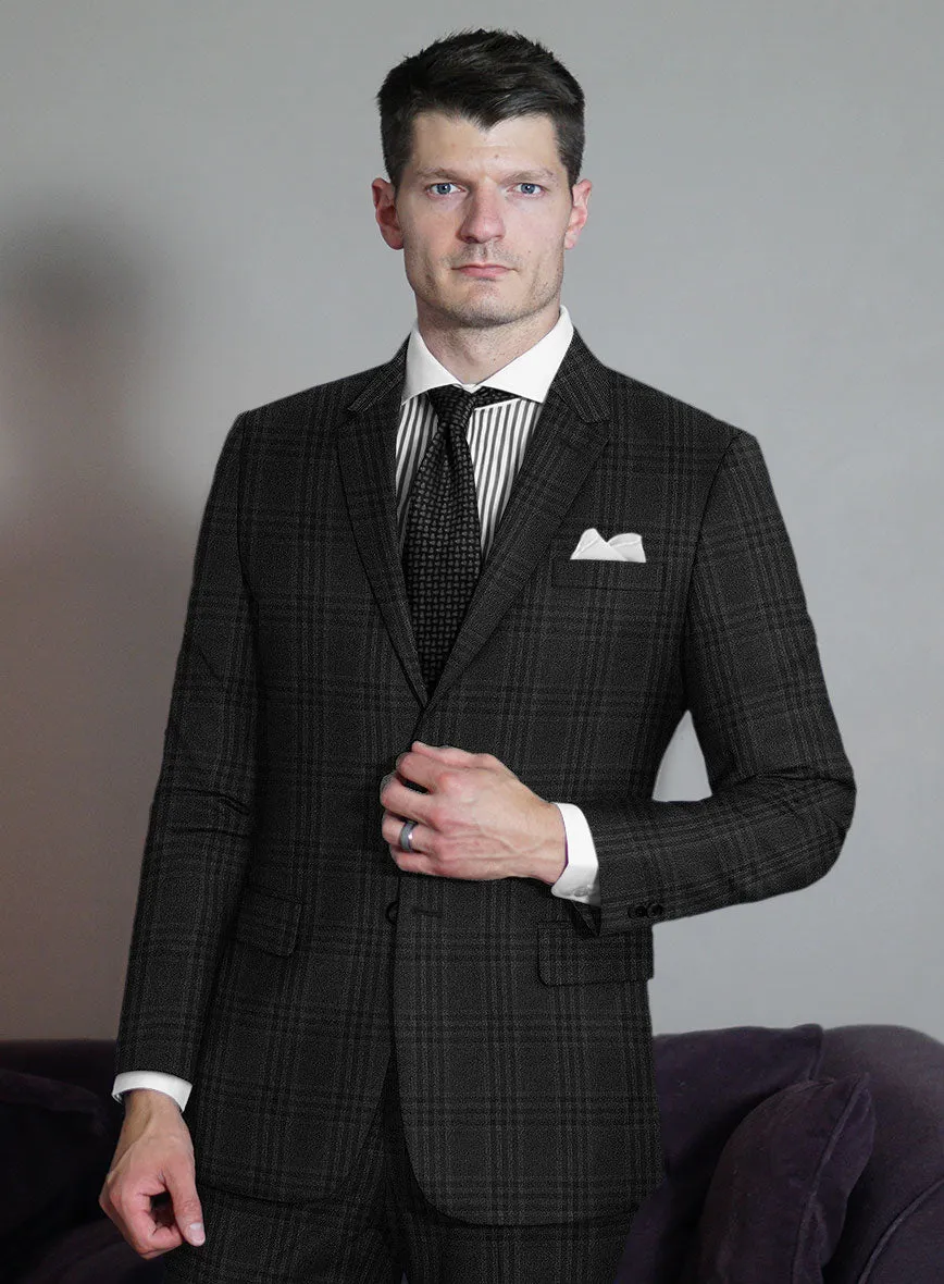 Scabal Charcoal Checks Wool Jacket