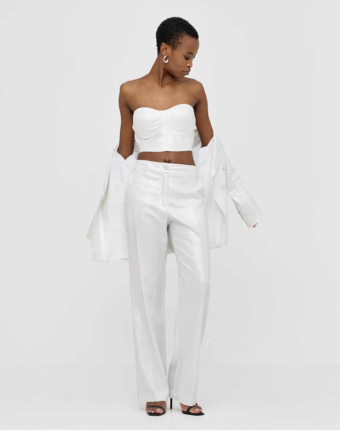 Shimmery Straight-leg Pants