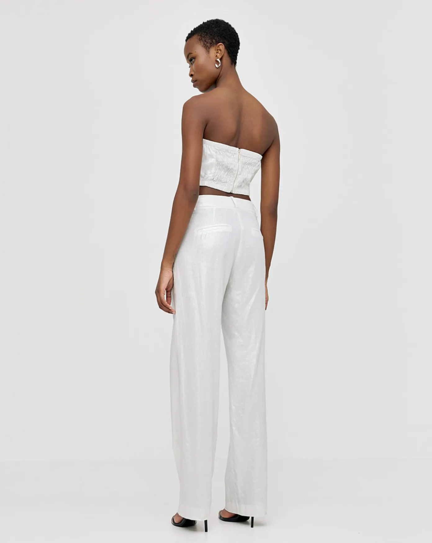 Shimmery Straight-leg Pants