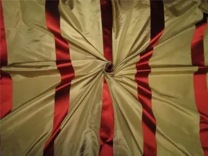 Silk Taffeta Fabric gold x red satin stripes TAFS150[1] 54&quot; wide