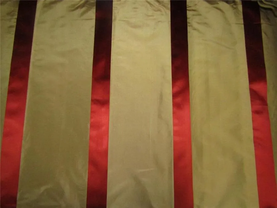 Silk Taffeta Fabric gold x red satin stripes TAFS150[1] 54&quot; wide
