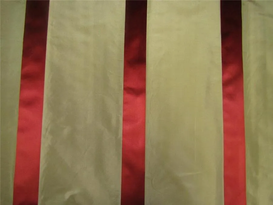 Silk Taffeta Fabric gold x red satin stripes TAFS150[1] 54&quot; wide