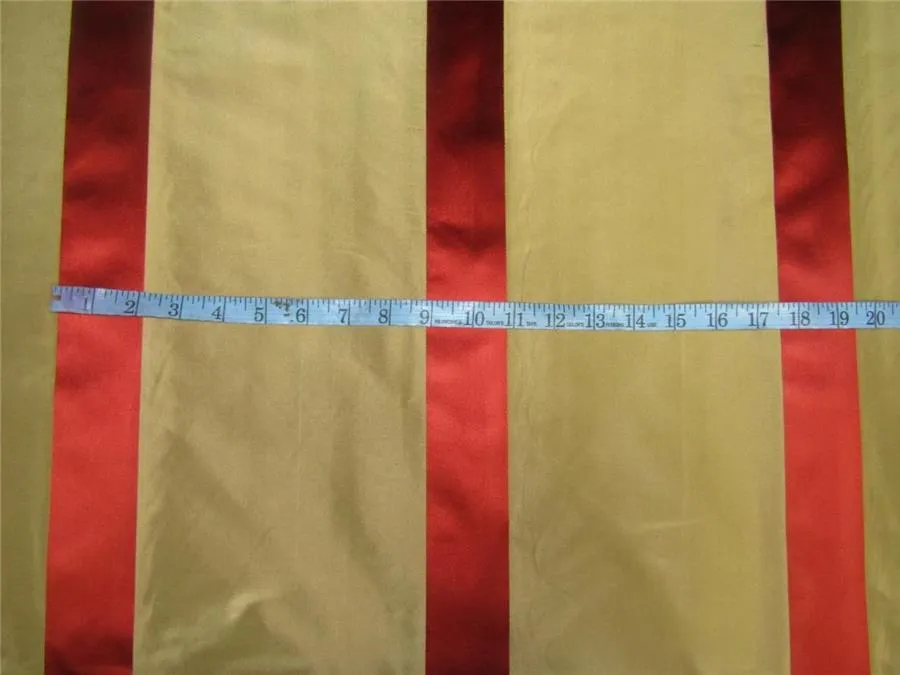 Silk Taffeta Fabric gold x red satin stripes TAFS150[1] 54&quot; wide