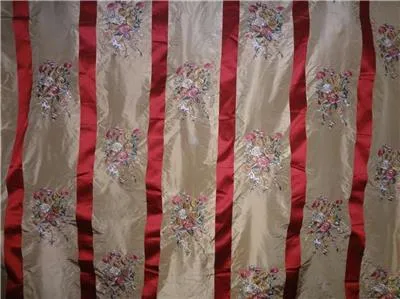Silk Taffeta Fabric gold x red satin stripes TAFS150[1] 54&quot; wide