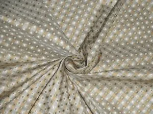 SILK TAFFETA FABRIC Greenish Grey,Gold & Cream color plaids with jacquard 54" wide TAF CJ2