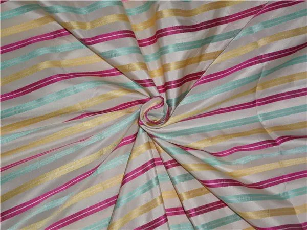 SILK TAFFETA FABRIC MULTI COLOUR 54&quot; WITH STRIPES-54&quot; wide TAF127[5]