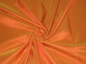 SILK TAFFETA FABRIC Orange with gold shot 54" wide [1221]