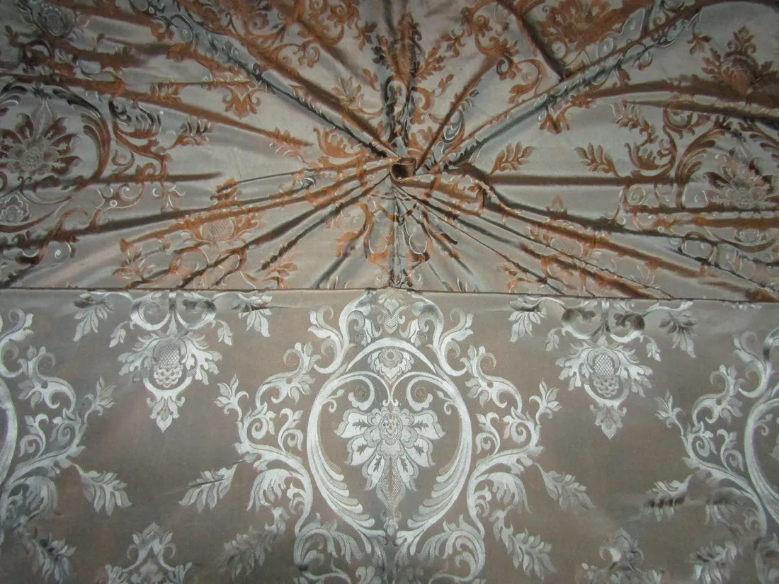 Silk taffeta jacquard fabric REVERSABLE cloudy grey & brown 54" wide-Damask fabric TAFJ26A