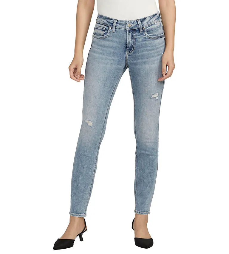Silver Jeans Women's Elyse Mid Rise Skinny Leg Jeans - Medium Indigo Wash