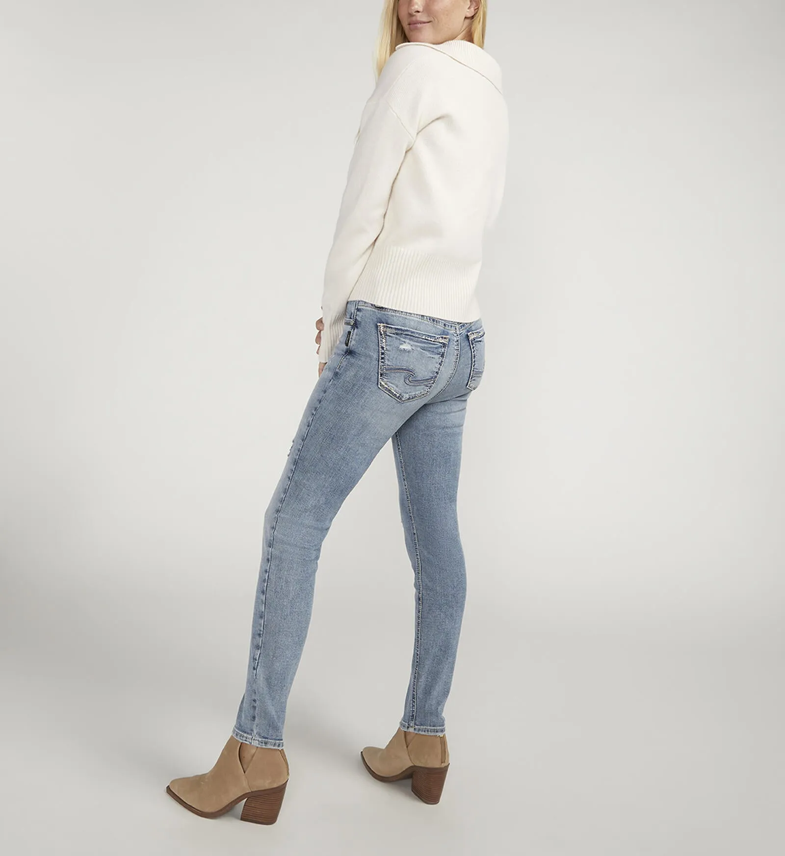 Silver Jeans Women's Elyse Mid Rise Skinny Leg Jeans - Medium Indigo Wash