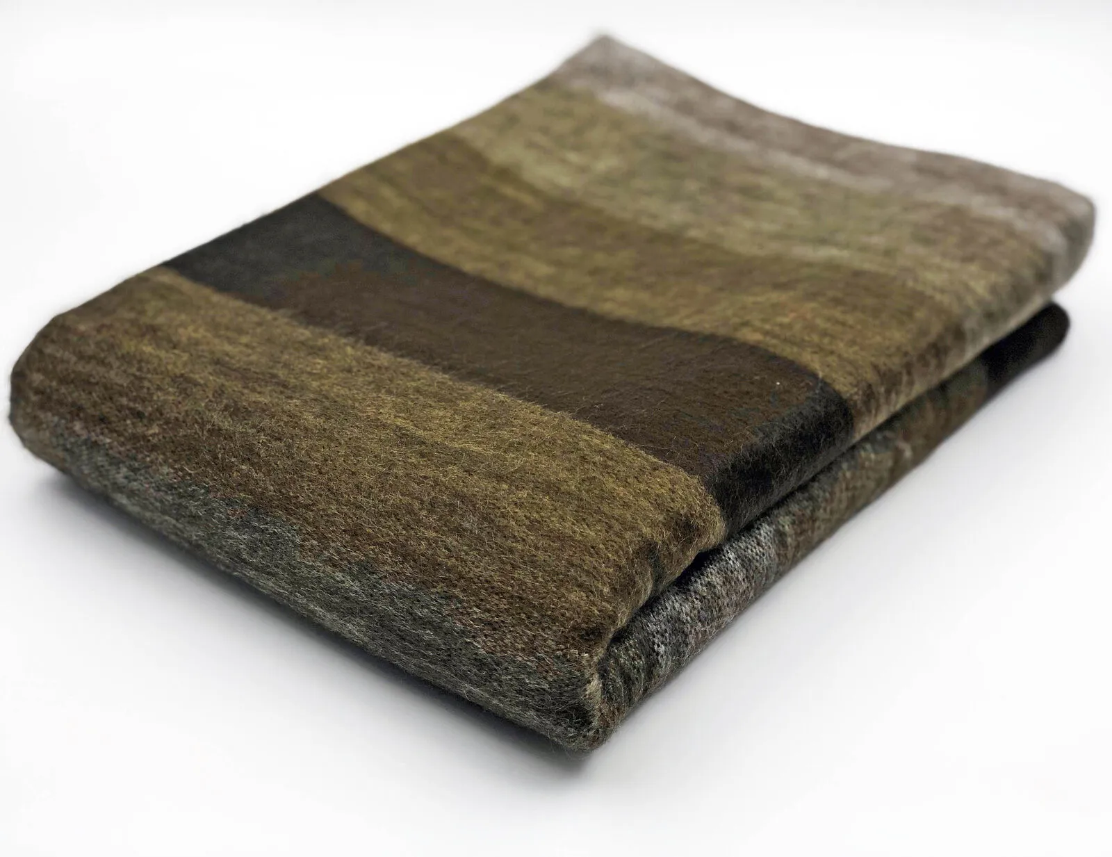 Soft & Warm Baby Alpaca Wool Throw Blanket / Sofa Cover - Queen 90" x 65" - thick stripes pattern chocolate brown
