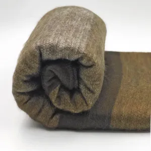 Soft & Warm Baby Alpaca Wool Throw Blanket / Sofa Cover - Queen 90" x 65" - thick stripes pattern chocolate brown
